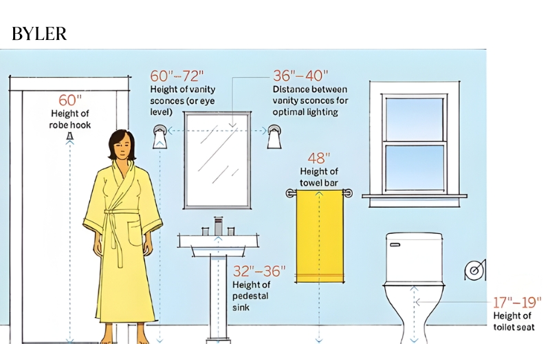 Kích thước lắp đặt thiết bị vệ sinh