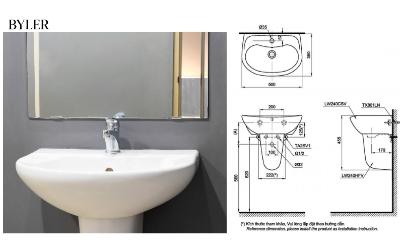 Kích thước Lavabo phổ biến