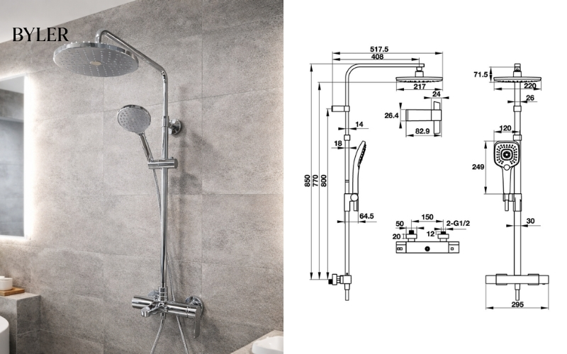 Kích thước Sen tắm và Vòi nước