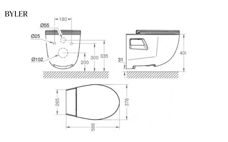 Kích thước bồn cầu treo tường