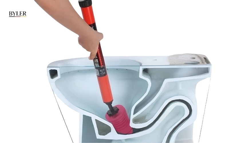 Sử dụng súng thông tắc bồn cầu khí nén