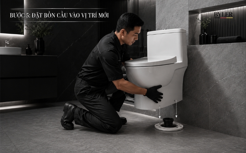 Đặt bồn cầu vào vị trí mới
