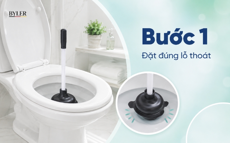 Đặt đầu cao su vào chính xác lỗ thoát Đặt đầu cao su vào chính xác lỗ thoát