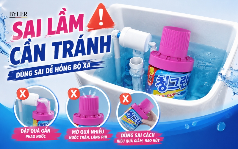 Sai lầm tai hại khi dùng lọ thả bồn cầu Sai lầm tai hại khi dùng lọ thả bồn cầu