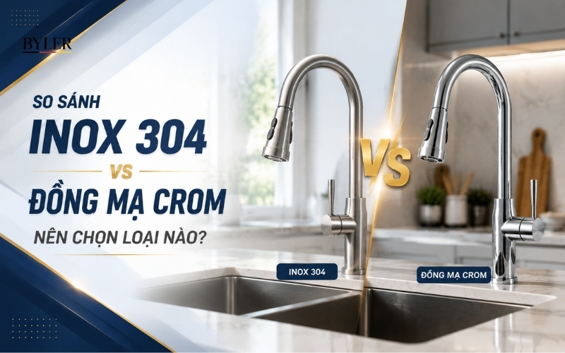 Vòi rửa bát Inox 304 và Đồng mạ Crom