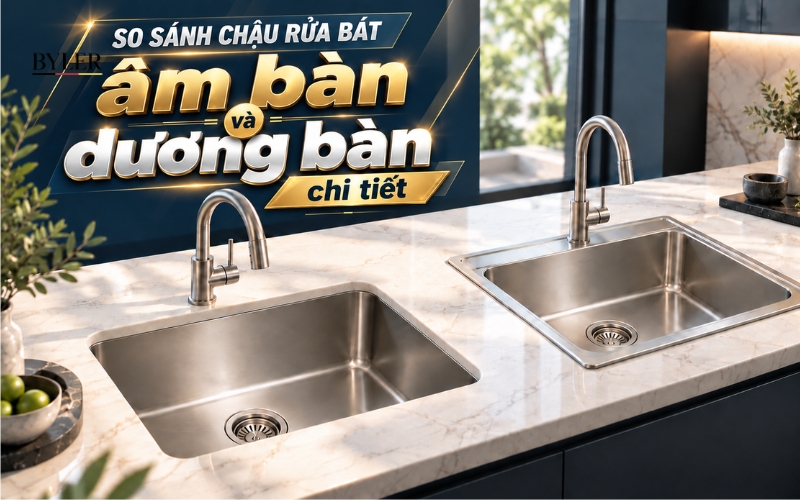 So sánh chậu rửa bát âm bàn và dương bàn