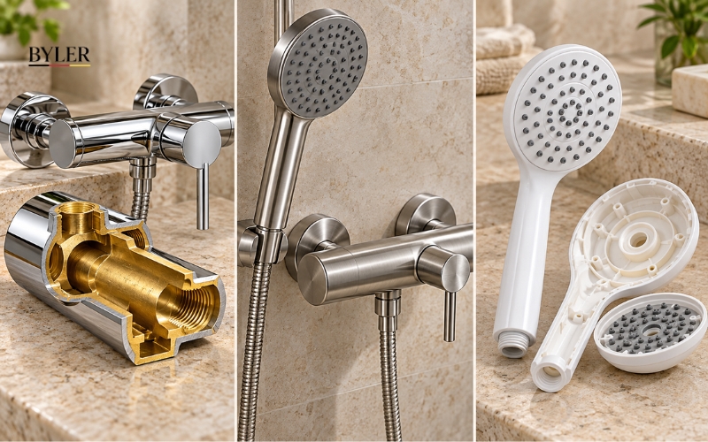 Các chất liệu thường dùng để làm sen tắm