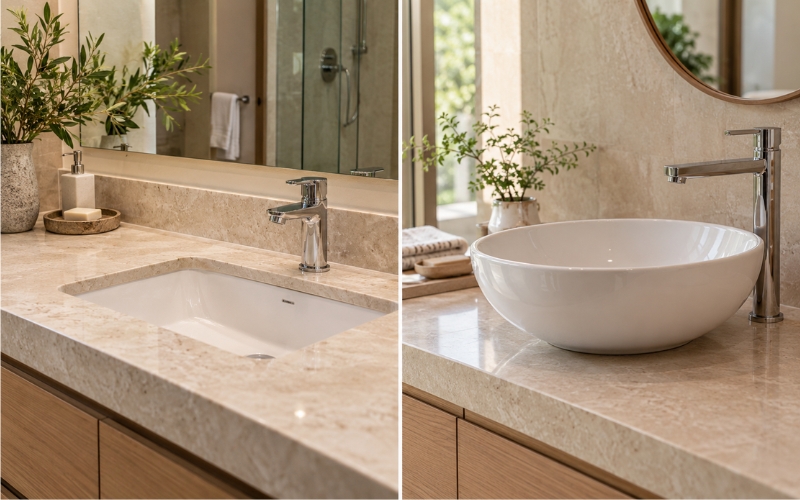 Cách phân biệt lavabo âm bàn và dương bàn