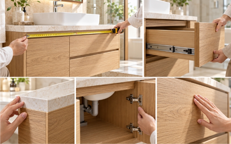 Khi mua tủ lavabo bằng gỗ cần kiểm tra gì Khi mua tủ lavabo bằng gỗ cần kiểm tra gì
