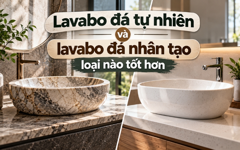 Lavabo đá tự nhiên và lavabo đá nhân tạo
