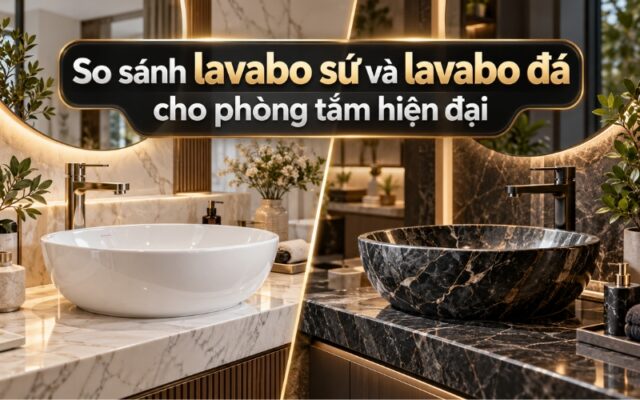 Lavabo sứ và lavabo đá