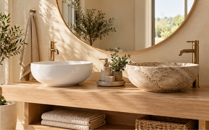 Lavabo sứ và lavabo đá có gì khác nhau