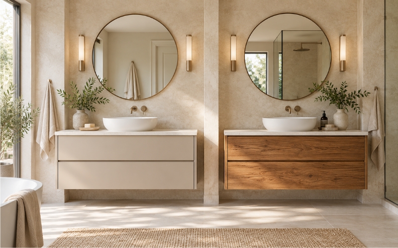So sánh tủ chậu lavabo gỗ công nghiệp và gỗ tự nhiên So sánh tủ chậu lavabo gỗ công nghiệp và gỗ tự nhiên