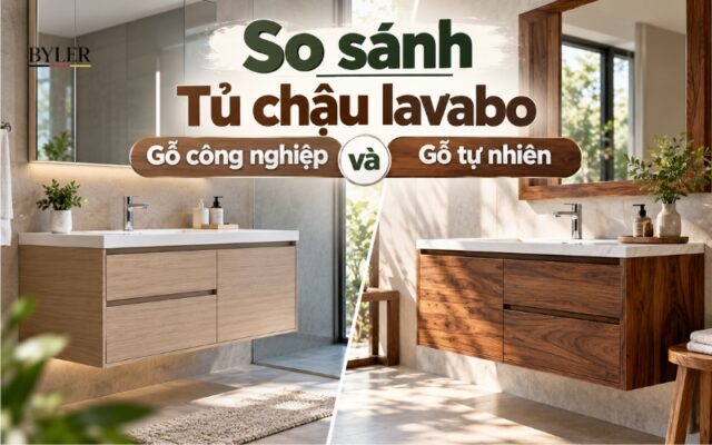 Tủ chậu lavabo gỗ công nghiệp và gỗ tự nhiên