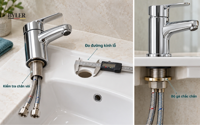 Vì sao cần đo đúng lỗ khoét vòi lavabo
